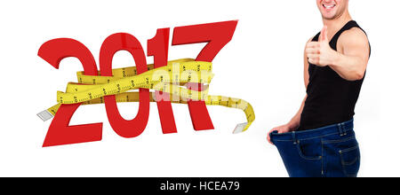 Image composite du numérique dans l'image générée de nouvelle année avec ruban de mesure Banque D'Images