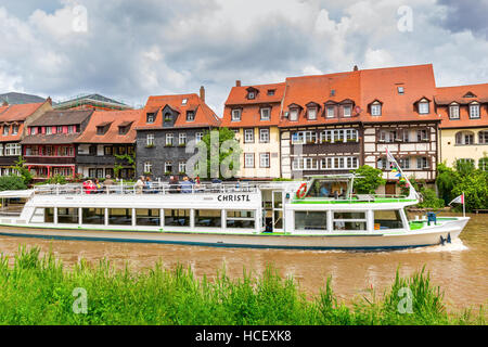 Excursions en bateau sur la rivière Regnitz à Bamberg Banque D'Images