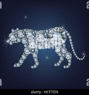 Bonne année 2022 carte de vœux créatifs avec Tiger fait beaucoup de diamants Illustration de Vecteur