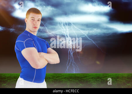 Image composite de portrait d'un joueur de rugby avec les bras croisés 3D Banque D'Images