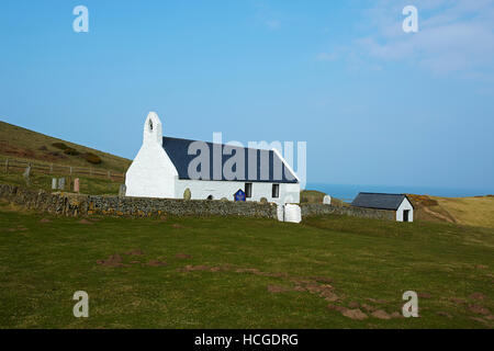 Église Mwnt (église de la Sainte Croix) La Baie de Cardigan, Ceredigion, pays de Galles, Royaume-Uni Banque D'Images