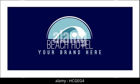 Hôtel de plage vague modèle de conception de logo Vector Illustration de Vecteur