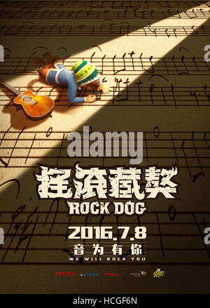 DATE DE SORTIE : Février 24, 2017 TITRE : Chien Rock Studio : Summit Entertainment Réalisateur : Ash Brannon PLOT : Lorsqu'une radio tombe du ciel entre les mains d'un grand-eyed Tibetan Mastiff, il quitte la maison pour réaliser son rêve de devenir un musicien, mise en mouvement une série d'événements totalement inattendus avec : Voix de Luke Wilson, Eddie Izzard, J.K. Simmons. Art de l'affiche chinoise (Crédit : Sommet c/Divertissement Divertissement Images/) Banque D'Images