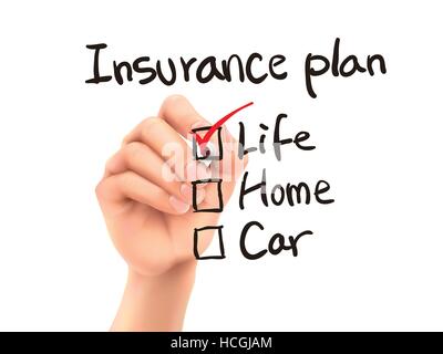 Liste de vérification du plan d'assurance contrôle par 3d Main sur fond blanc Illustration de Vecteur
