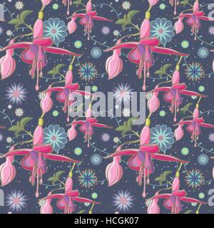 Floral background transparent avec lys rose bleu sur Illustration de Vecteur