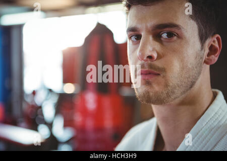 Close-up of karate player in fitness studio Banque D'Images