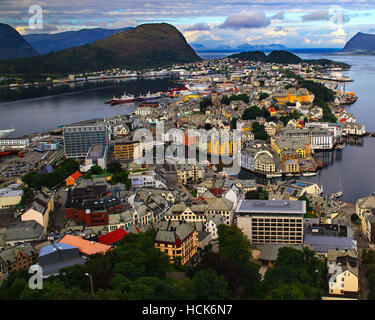 Alesund de Aksla Hill. La Norvège. Banque D'Images