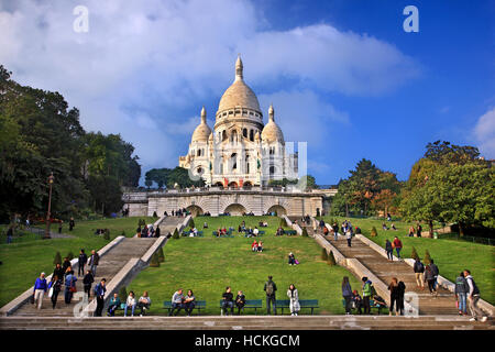La Basilique du Sacré-Cœur ('Basilique du Sacré Coeur), tout simplement connu sous le nom de 'Sacré-coeur', Montmartre, Paris, France Banque D'Images