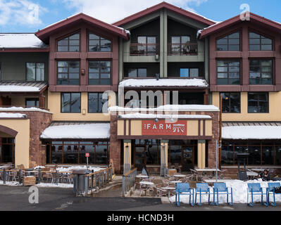 Le restaurant ferme, Canyons Village, Park City Mountain Resort, Park City, Utah. Banque D'Images