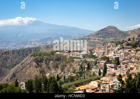 Vue du Mt. Dans Etna Taormina, Sicile. Banque D'Images