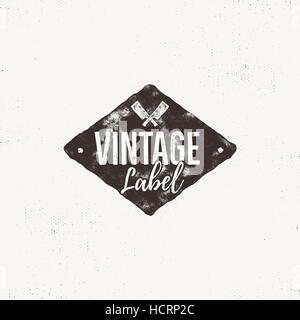 La conception de l'étiquette à la main vintage. Effet typo typographie avec éléments et steak lame ne coupe. Vector isolés. Illustration de Vecteur