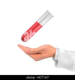 3d hand holding tubes à essai sur fond blanc Illustration de Vecteur