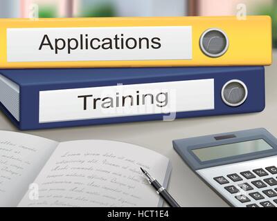 La formation et les applications isolées sur les liants table office Illustration de Vecteur