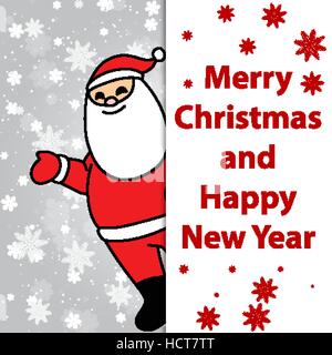 Joyeux Noël et Bonne Année carte de voeux avec le père Noël. Vector illustration de l'affiche de Noël format eps10. Illustration de Vecteur
