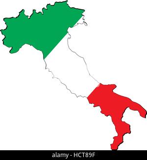 Italie carte haute résolution avec drapeau du pays. Pavillon de l'Italie en superposition sur la carte plan détaillé isolé sur fond blanc Illustration de Vecteur