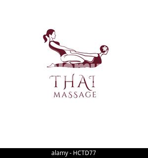 La chiropractie, la massothérapie, les maux de dos et l'ostéopathie, l'icône logo, signe, label. Identité de marque de Spa et de bien-être Illustration de Vecteur