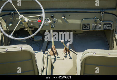 L'intérieur d'une Jeep Willy WWII Banque D'Images