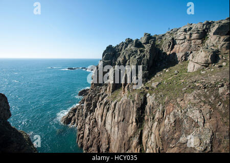 La côte de Cornouailles robuste près de Land's End à l'extrémité ouest des îles Britanniques, Cornwall, UK Banque D'Images