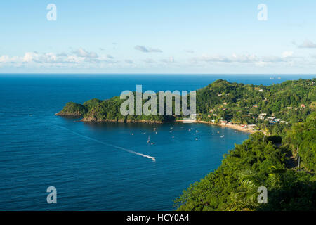 La plage de Castara Bay à Tobago, Trinité-et-Tobago, dans les Antilles, Caraïbes Banque D'Images