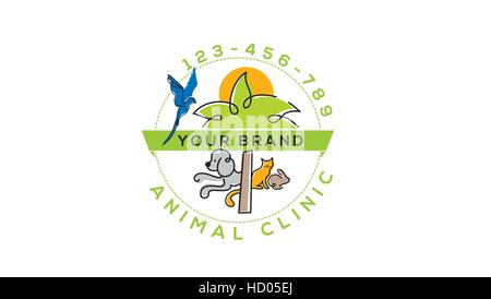 Logo vector vétérinaire modèle. Logo de soins animaux Illustration de Vecteur