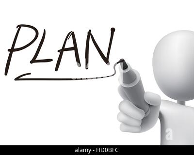 Mot plan écrit par 3d man plus transparent de sélection Illustration de Vecteur