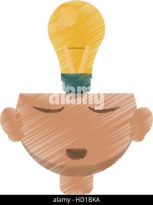 L'élaboration de la pensée de la tête de l'innovation l'idée de l'ampoule Illustration de Vecteur