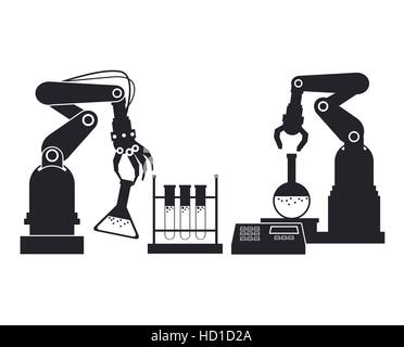 Silhouette bras robotique industrielle laboratoire chimique test tube Illustration de Vecteur