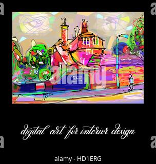 Tableau abstrait contemporain original art numérique pour imprimer Illustration de Vecteur