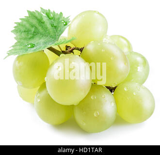 Bouquet de raisins blancs sur fond blanc. Banque D'Images