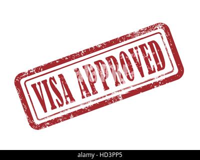 Visa timbre approuvé en rouge sur fond blanc Illustration de Vecteur