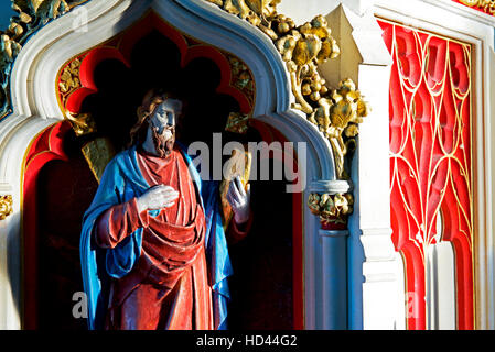 Détail de la chaire à St Andrew's Church, Colyton, Devon, Angleterre, Royaume-Uni Banque D'Images