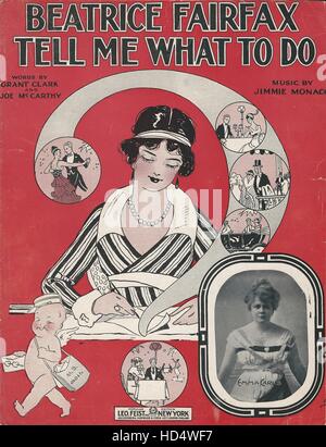 'Beatrice Fairfax me dire quoi faire" 1915 Sheet Music. Banque D'Images