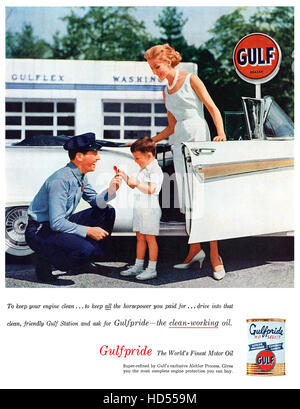 1957 publicité américaine de Gulf Oil Banque D'Images