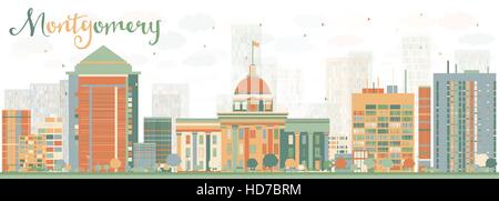 Abstract Skyline Montgomery avec la couleur des bâtiments. Vector Illustration. Les voyages d'affaires et tourisme Concept avec l'architecture moderne. Illustration de Vecteur