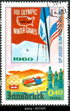Jeux Olympiques d'hiver 1976, Innsbruck, montre les affiches des précédents Jeux de Squaw Valley, 1960 Banque D'Images