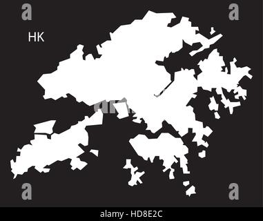 Carte de Hongkong illustration noir et blanc Illustration de Vecteur