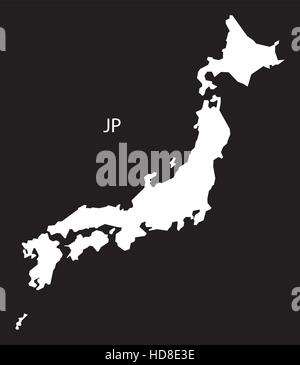 Carte Japon illustration noir et blanc Illustration de Vecteur