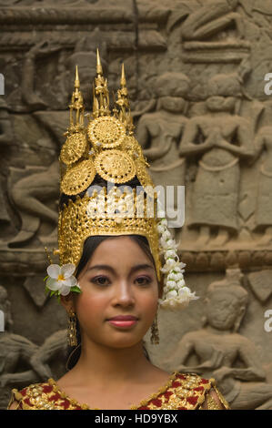 Danseuse Apsara, Ta Som Temple, Angkor, Siem Reap, Cambodge Banque D'Images