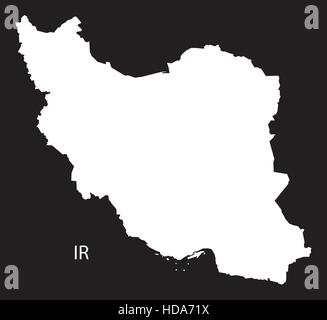 L'Iran Map illustration noir et blanc Illustration de Vecteur