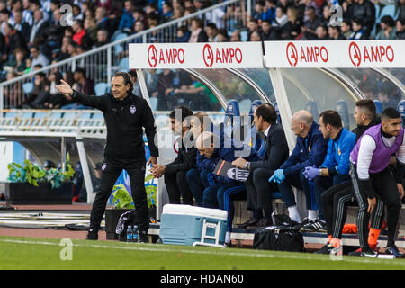 San Sebastian, Gipuzcoa, Espagne. 10 Décembre, 2016. Au cours de l'entraîneur de valence Prandelli Liga Santander match entre le Real Sociedad v Valencia CF Crédit : Alvaro Campo/Alamy Live News Banque D'Images