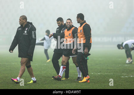 Parme, Italie. 10 Décembre, 2016. Stade Toulousain Luke McAlister demi-volée à la fin du match contre zèbre dans la Coupe des Champions d'incident enregistrées©Massimiliano Carnabuci/Alamy news Banque D'Images