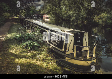 Canalboats sur la rivière Lea (ou Lee) dans le Hertfordshire, Angleterre, Royaume-Uni Banque D'Images