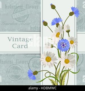 Carte vintage avec des fleurs Illustration de Vecteur