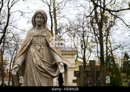 Statue de la Vierge Marie à Rasu cimetière à Vilnius, Lituanie Banque D'Images