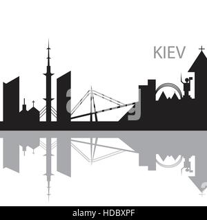 Kiev City skyline silhouette noir et blanc. Vector illustration Illustration de Vecteur