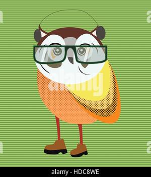 Lunettes de Hipster owl portrait Illustration de Vecteur