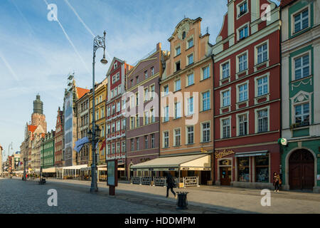 Façade historique dans la vieille ville de Wroclaw, Pologne. Banque D'Images
