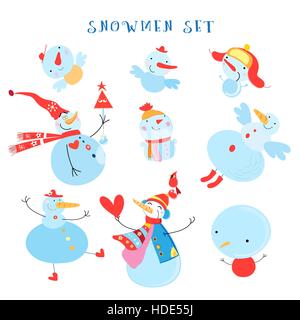 Vector collection de bonhommes de neige sur un fond blanc Illustration de Vecteur