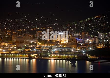 Vue de nuit de Hobart Banque D'Images