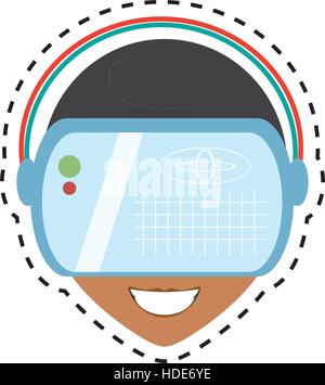 Jeune homme lunettes de réalité virtuelle technologie conception eps illustration vectorielle de la ligne de coupe Illustration de Vecteur